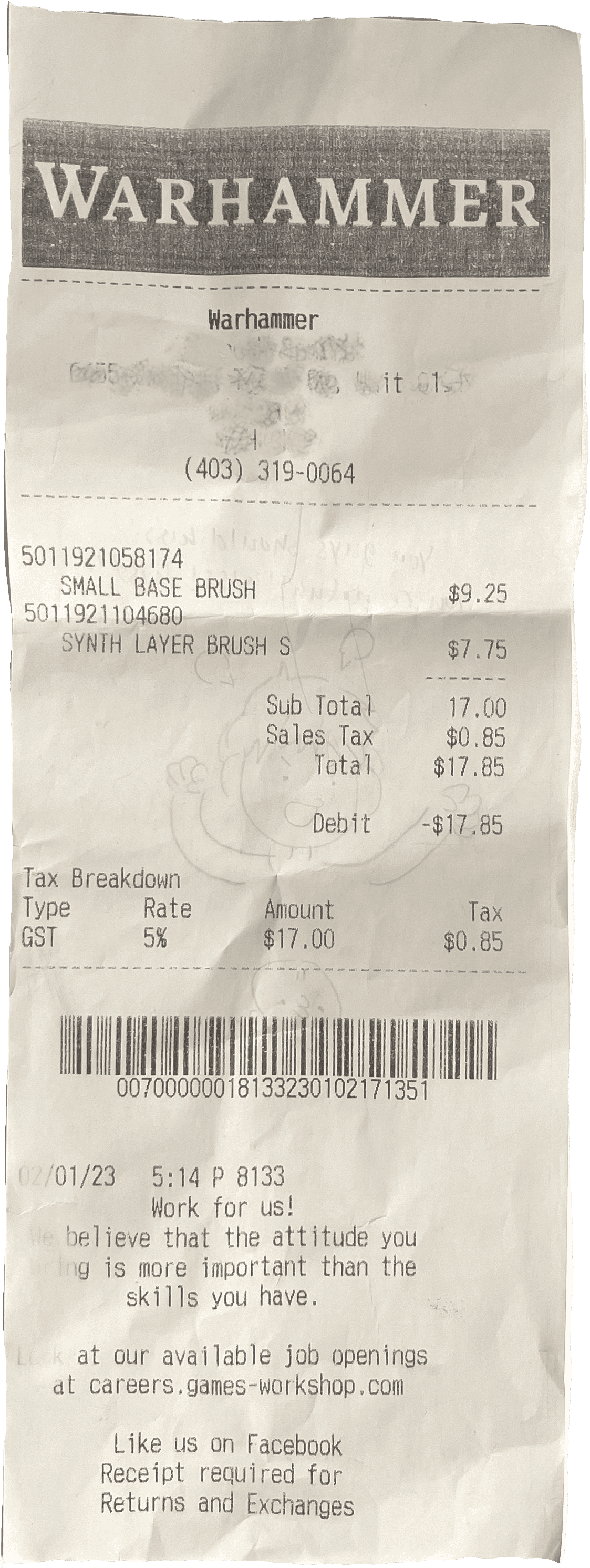 warhammer receipt
